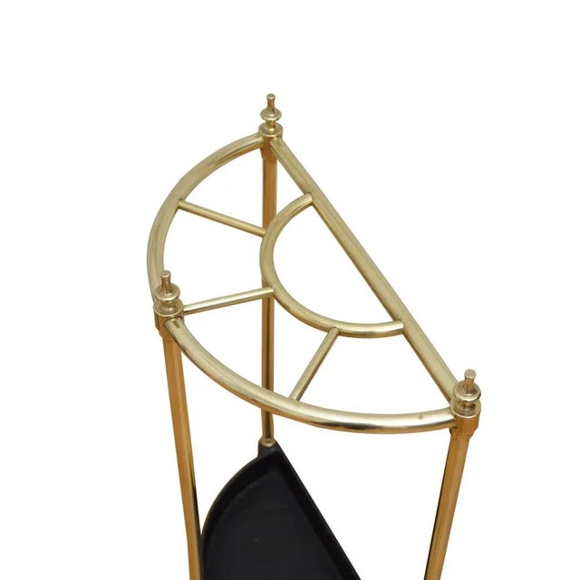 Metal English Brass Demi Lune Stick Stand, 1960s For Sale - Image 7 of 8