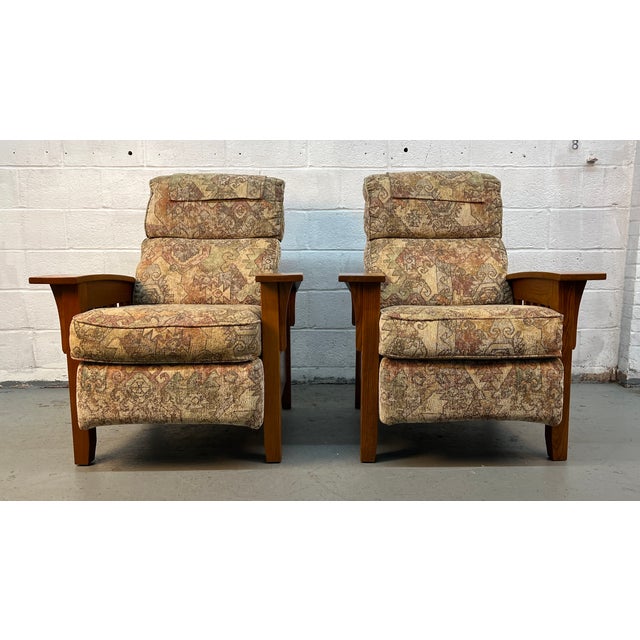 Mission Late 20th Century Pair of Mission Style Reclining Lounge Chairs For Sale - Image 3 of 15