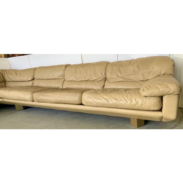 1985 Marco Zani Tan Leather Sectional Sofa From "Collezione Poltrone" For Sale - Image 4 of 13
