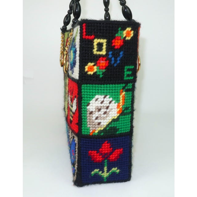 Needlepoint ‘ Ecology’ Tote Handbag by Bob Miller, 1970’s For Sale - Image 4 of 10
