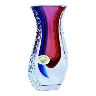 Mid-Century Murano Sommerso Textured Glass Vase by Alessandro Mandruzzato For Sale