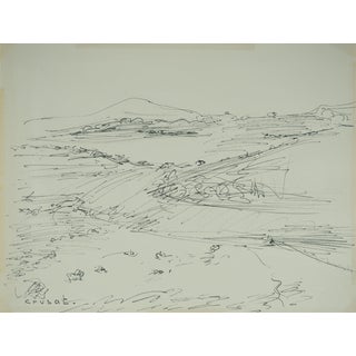 Roger Crusat, Paysage, Felt Tip Pen on Paper For Sale