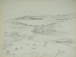 Roger Crusat, Paysage, Felt Tip Pen on Paper