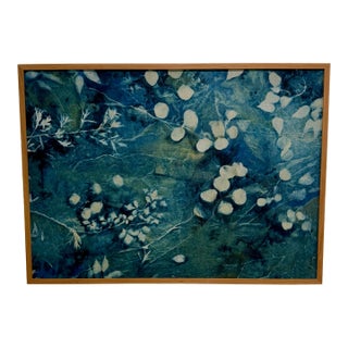 Kristen Abbott Cyanotype Original Art - Framed in Oak For Sale