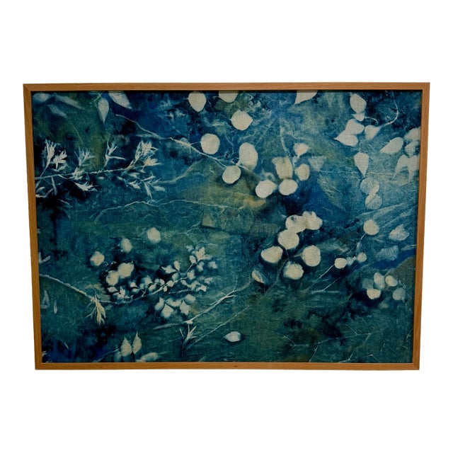 Kristen Abbott Cyanotype Original Art - Framed in Oak For Sale