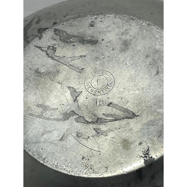 Swedish Pewter Vase with Leaf Motif and Triangular Handles from L&L, 1935 For Sale - Image 6 of 7