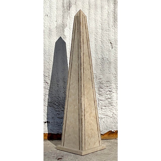 Vintage Boho Monumental Tessellated Stone Obelisk For Sale - Image 4 of 4