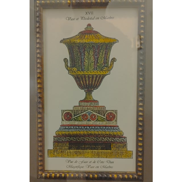 17th Century Giovanni Battista Piranesi "Fluted Urn Collection" - Hand-Colored Framed Trio For Sale In Portland, OR - Image 6 of 9