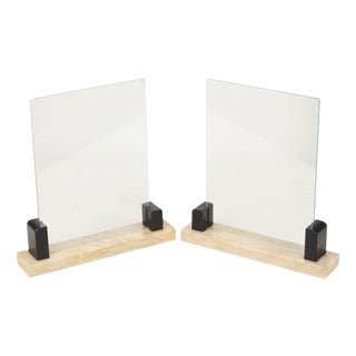 Art Deco Photo Frames in Black and Beige Marble, 1930s, Set of 2 For Sale