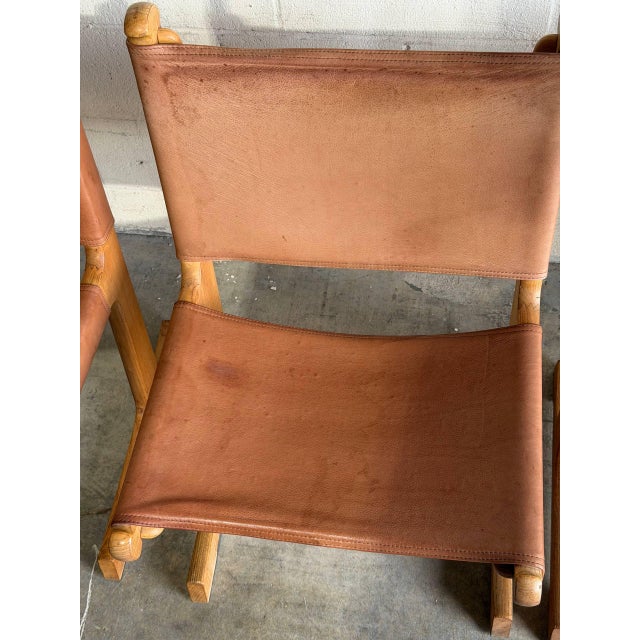 Saddle Brown Leather Dining Chairs Set of 4 Mid-Century Modern 1970s For Sale - Image 13 of 14