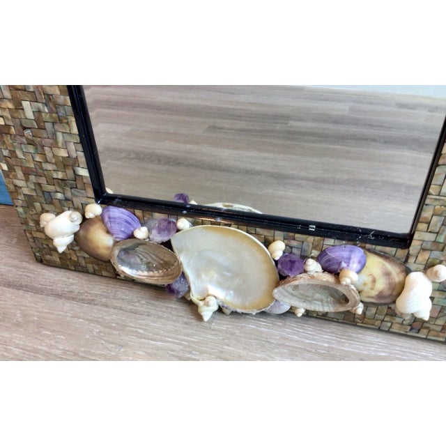 Sculpture Materials Silver and Sophisticated SeaShells on a Mosaic Inlay Frame For Sale - Image 7 of 10
