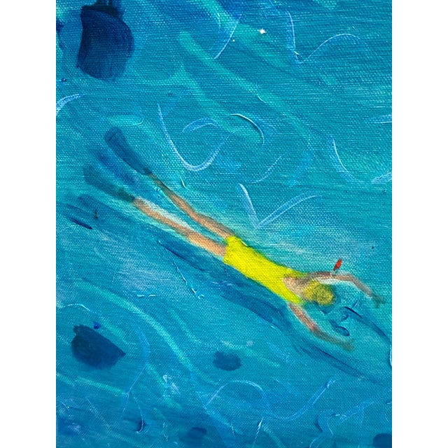 Textile Large Beach Scene Acrylic on Canvas by Joe Davis For Sale - Image 7 of 11