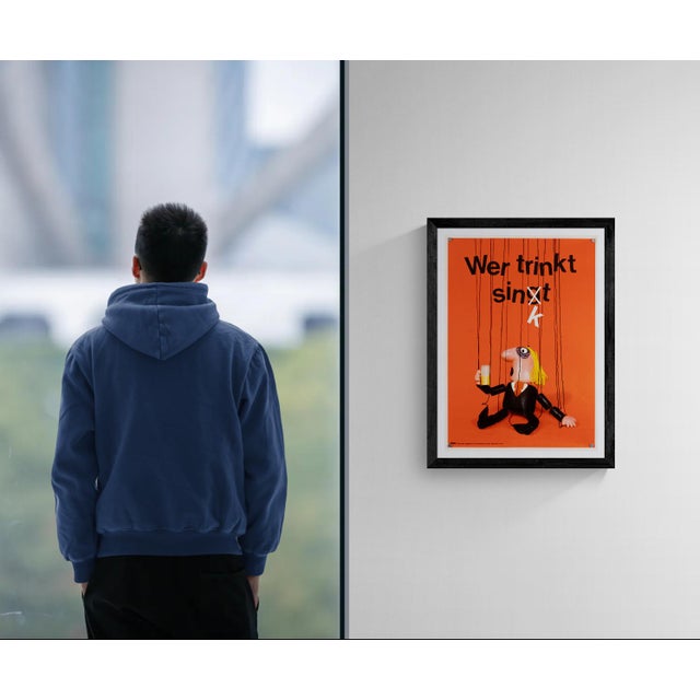 Wer trinkt sinkt - dak – 1970s – original vintage advertising poster – mid-century modern – 59.4x42.0 cm a2 the piece this...