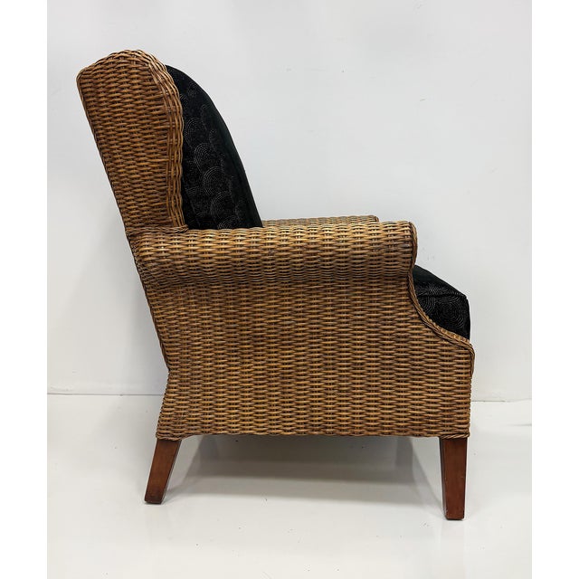 Vintage Braxton Culler Havana Woven Rattan Wingback Chairs, Pair For Sale In Miami - Image 6 of 14