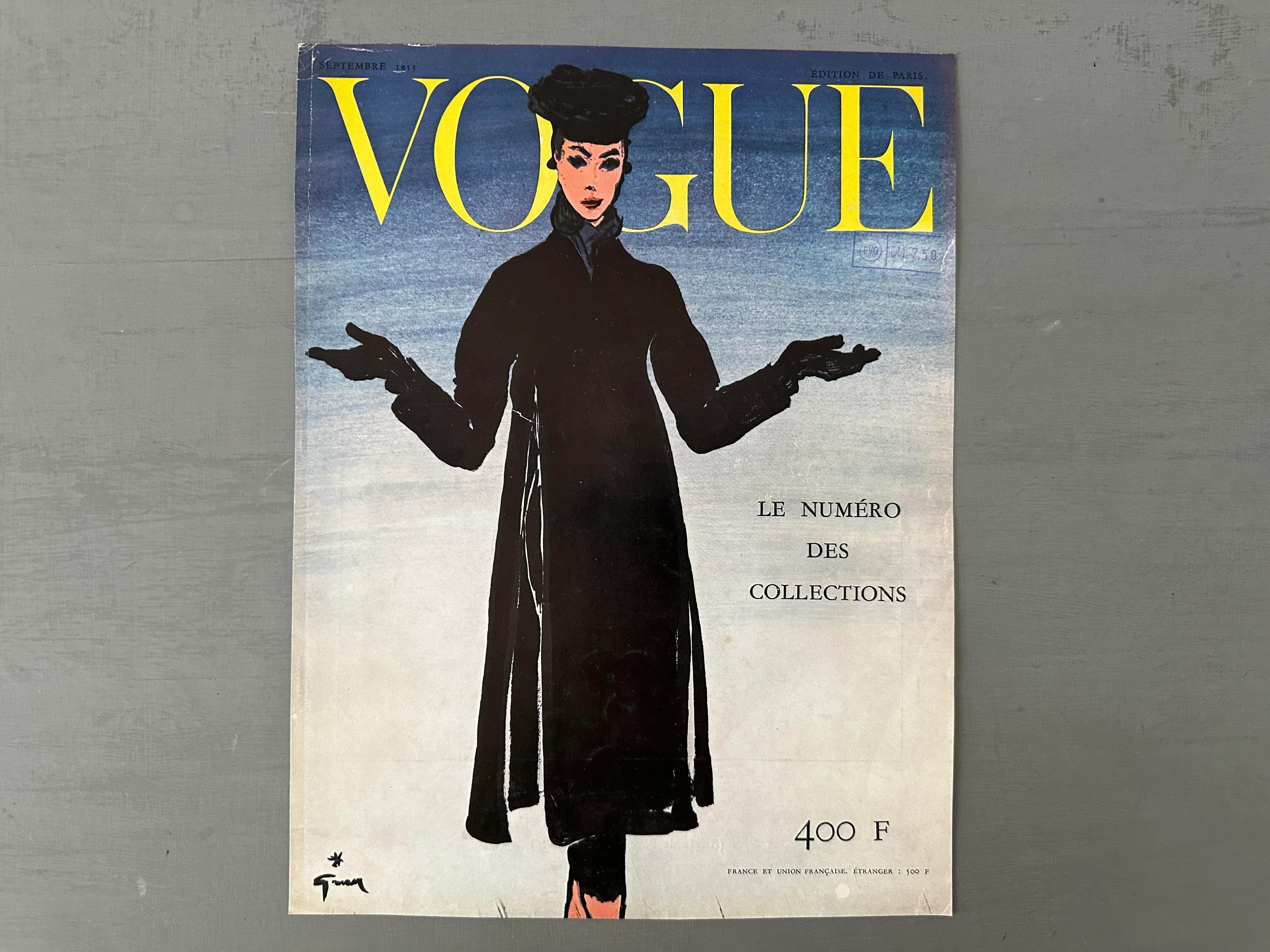 1955 Authentic Vintage Vogue Paris Cover Dated September 1955 by