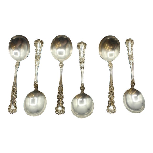 Gorham Sterling Silver Cream Soup Spoons- Set of Six For Sale