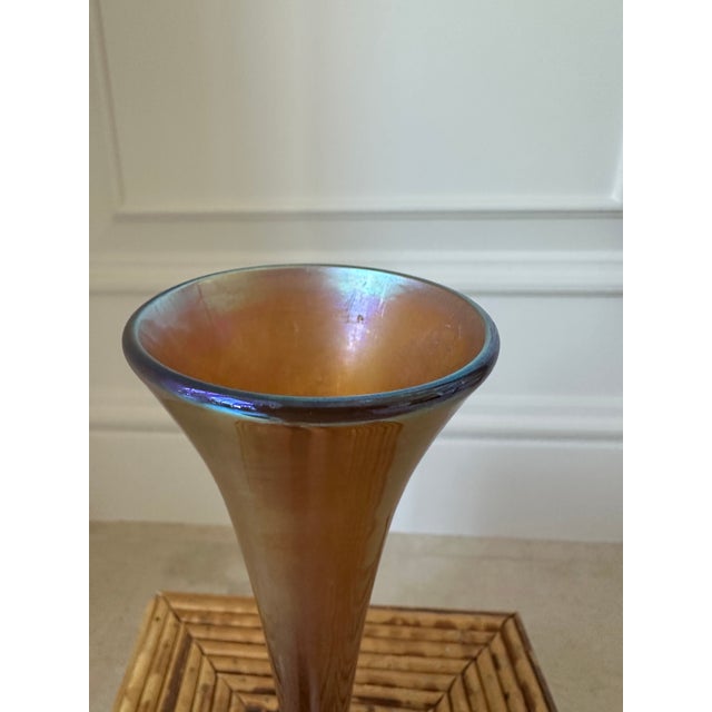 1990s Steven Lundberg Art Glass Vase With Patinaed Bronze Base For Sale - Image 13 of 18