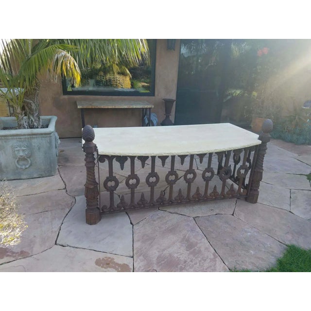 Antique Cast Iron and Vincenza Shell Limestone Top Desk For Sale - Image 4 of 13