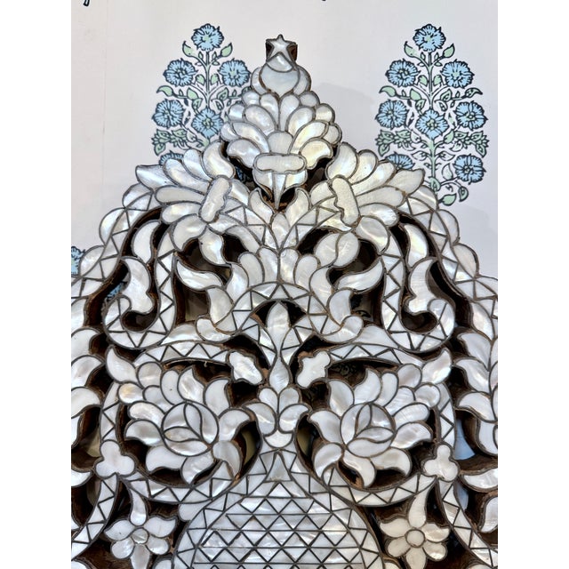 Vintage Levante White Mother of Pearl Inlaid Mirror For Sale - Image 4 of 7