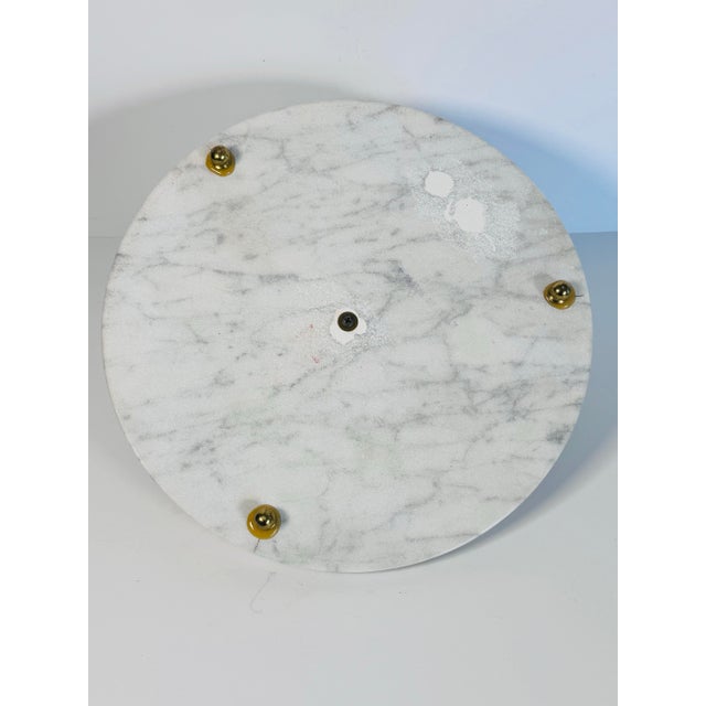 Vintage 1960s Marble & Gilt Metal Faux-Bamboo Center Handled Server W/ Matching Knife For Sale In Boston - Image 6 of 7