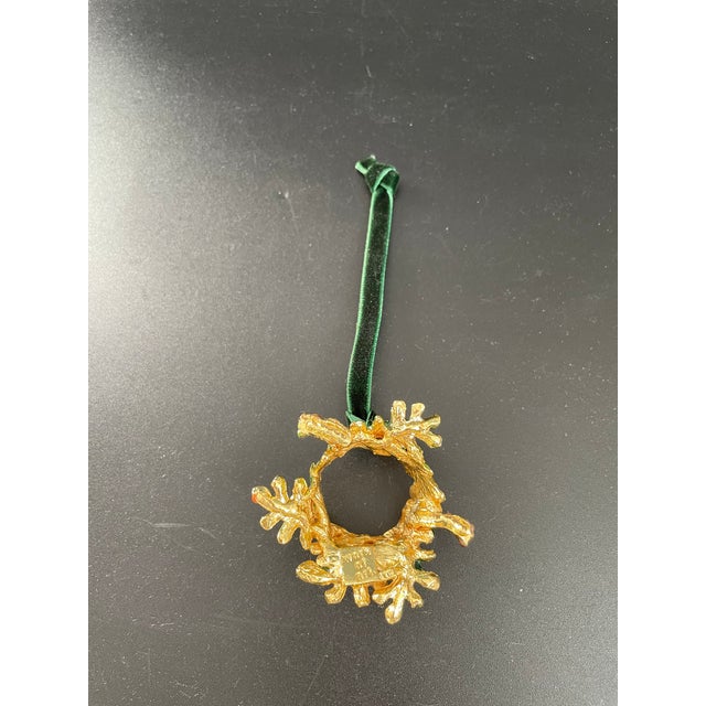 Metal Enameled Oak Leaves & Acorns Wreath Ornament For Sale - Image 7 of 12