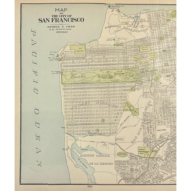 Original engraving, beautifully detailed early 20th-century map of San Francisco published by noted American cartographer...