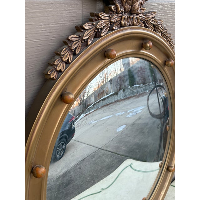 Mid 20th Century American Federal Giltwood Eagle Bullseye Convex Mirror For Sale - Image 10 of 11