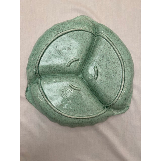 Mid-Century Modern American Mint Green & Gold Divided Ceramic Tray For Sale - Image 10 of 10
