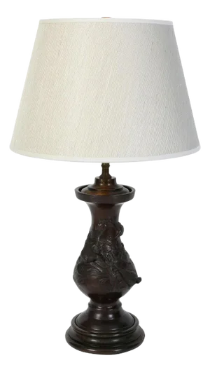 Small Patinated Metal Chinoiserie Lamp