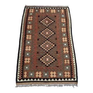 Vintage Flat Weave Afghan Rug For Sale