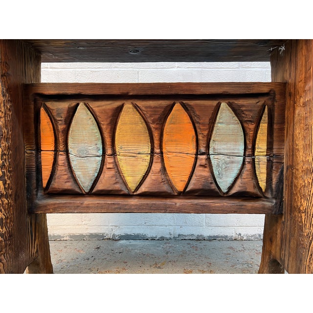 Mid 20th Century Hand-Carved Mid-Century Witco Tiki Bar and Stool Set, 3 Pieces For Sale - Image 5 of 17