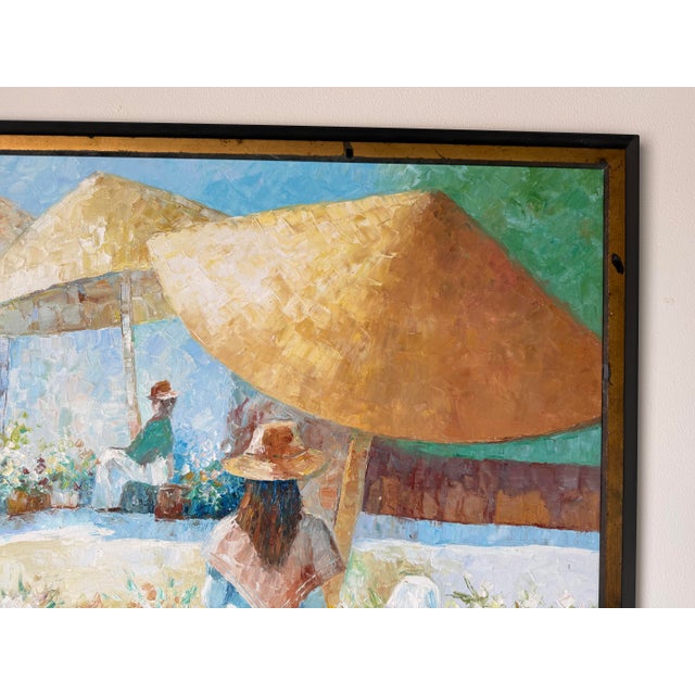 1970s 1970’s John Adamos Manol Impressionist Florist Market Oil on Canvas Painting – Framed For Sale - Image 5 of 12