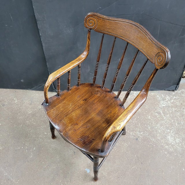 1910s Edwardian Oak Tub Chair For Sale - Image 14 of 16