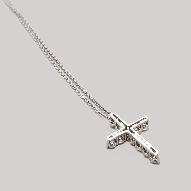 Tiffany & Co. Platinum & Diamond Pendant Cross 16-Inch Necklace For Sale - Image 18 of 18
