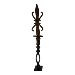 Early 20th Century Ceremonial Prestige Knife with Hide-Wrapped Hilt on Custom Base Kongo