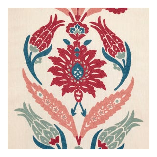 Schumacher Anagada Embroidery Fabric in Dusty Rose For Sale