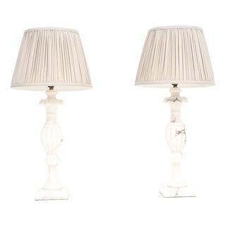 Antique Italian Marble Table Lamps, 1930, Set of 2 For Sale