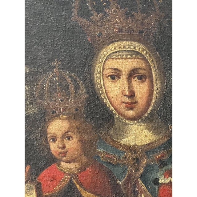 Anonimo, Spanish School, Virgin and Child, 1680, Oil on Canvas, Framed For Sale - Image 12 of 14