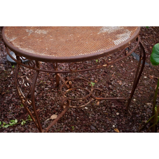 Vintage Garden Tea Table in Wrought Iron, 1950s, in Worn conditions. Designed 1950 to 1959