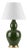 Matthew Izzo Home Iris Gourde Shaped Olive Green Ceramic Table With White Linen Drum Shade For Sale