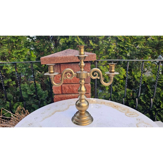 Art Deco Brass Triple Candlestick, 1920s For Sale - Image 9 of 9