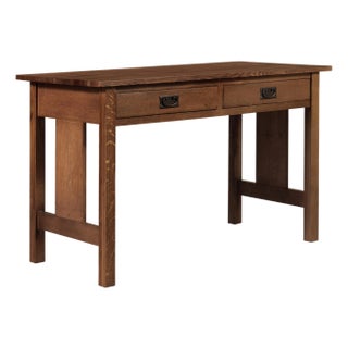 Mission / Arts and Crafts Solid Oak Writing Desk - Walnut For Sale