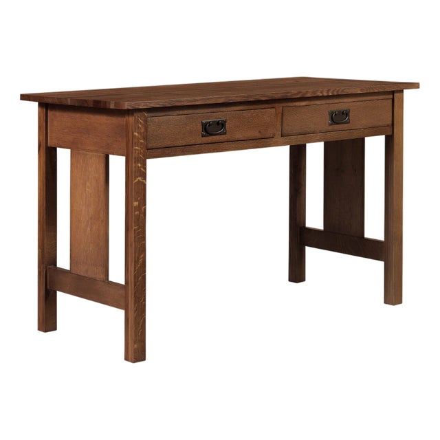 Mission / Arts and Crafts Solid Oak Writing Desk - Walnut For Sale
