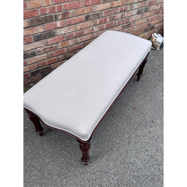 Newly Upholstered English Bench For Sale In Nashville - Image 6 of 9