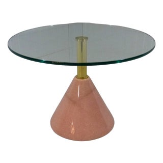 Pink Natural Stone & Glass Side Table, Italy, 1980s For Sale
