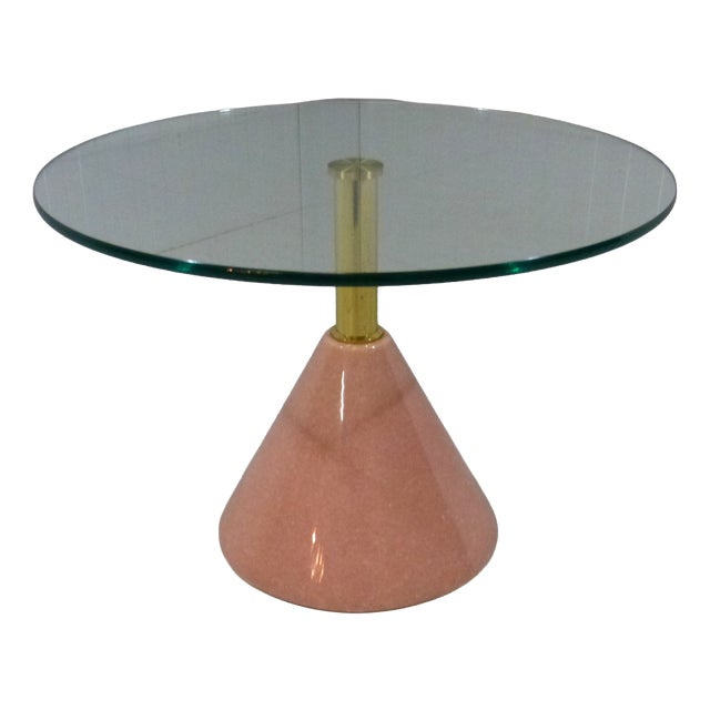 Pink Natural Stone & Glass Side Table, Italy, 1980s For Sale