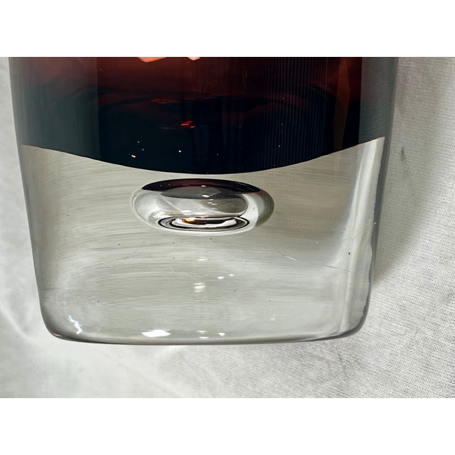 Glass 1960s Swedish Style Large Amethyst Vawe With Bubble at Base For Sale - Image 7 of 8