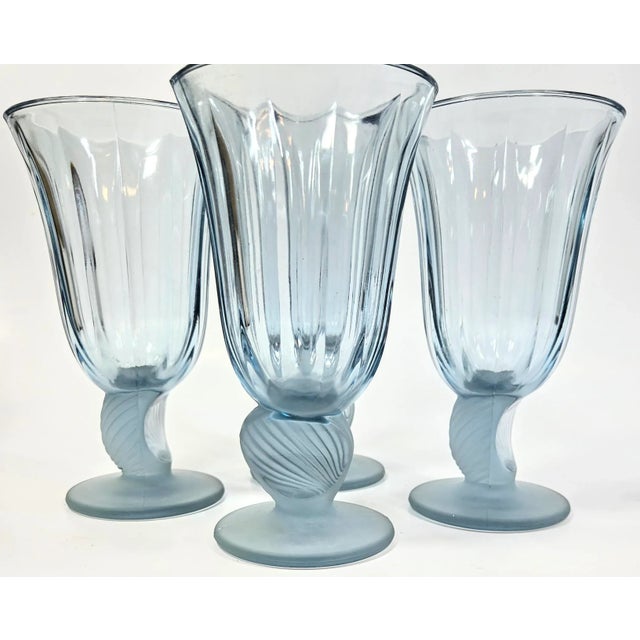 Frosted Blue Seashell Goblets- Set of Four For Sale - Image 12 of 12