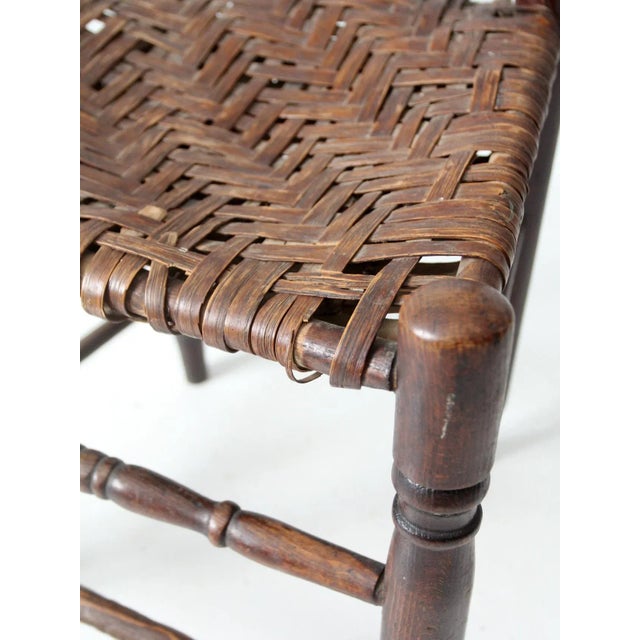 Rustic Antique Woven Seat Chair For Sale - Image 3 of 12