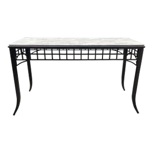 1980s Blackened Metal and Stone Finish Console Table